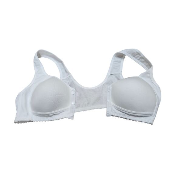 7XL White Wireless Bra Front-Snap Closure Wide Strap Molded Cups Comfort Fit - Picture 4 of 8